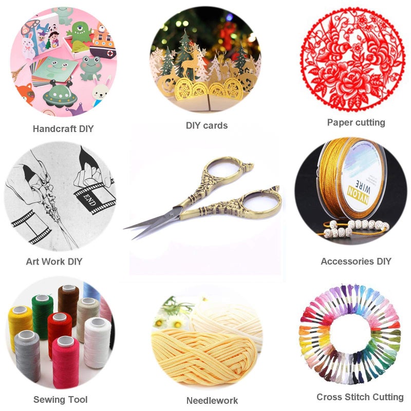 BIHRTC Vintage European Style Scissors Stainless Steel for Cross Stitch Cutting Embroidery Sewing Handcraft Craft Art Work DIY Tool(Bronze) - Image 4